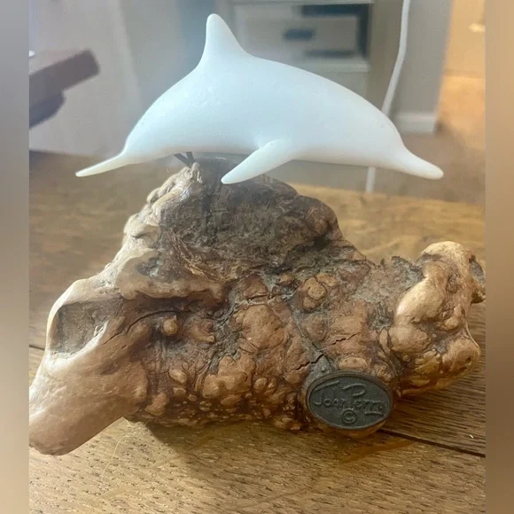 John Perry Vintage single dolphin Burlwood sculpture - Picture 2 of 10